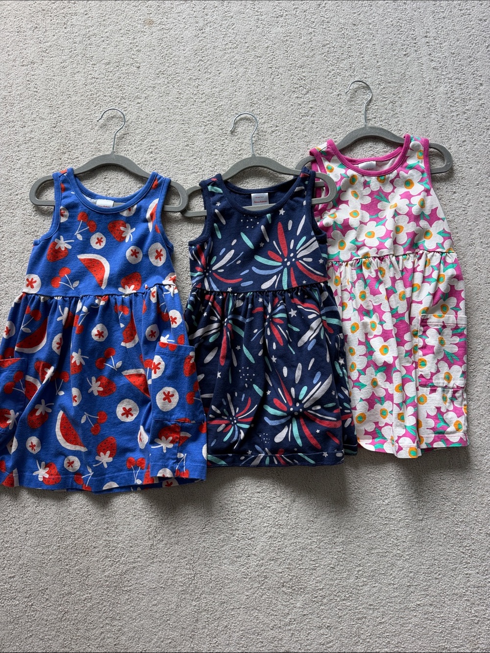 Hanna Andersson set of 3 girls sleeveless tank summer dresses size 5